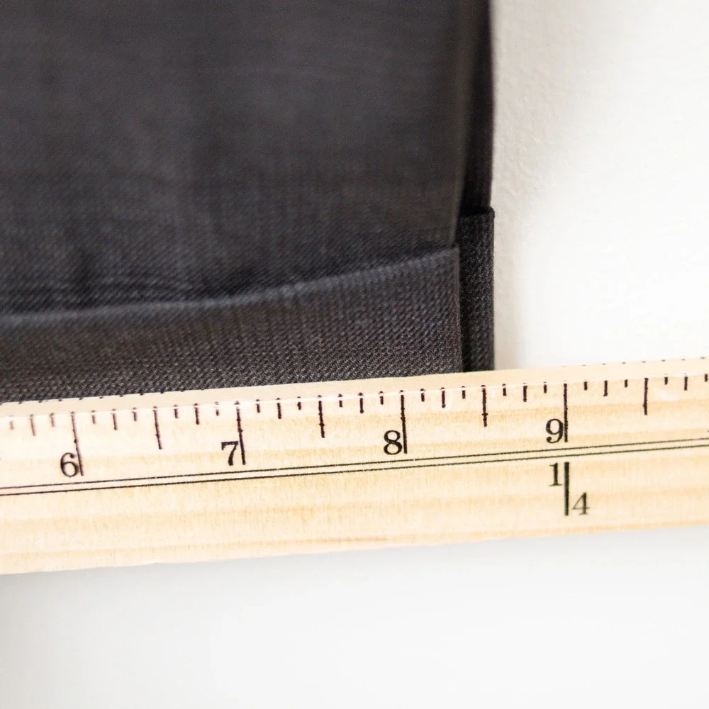 Made In Italy 100% Wool Dress Pants Gray Flat Front Mens 38 Plaid Cuff 5362 SF
